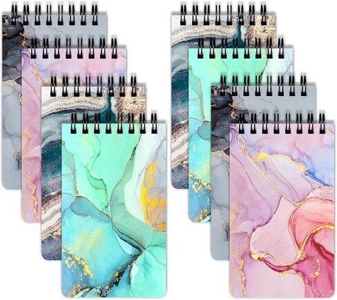 مجموعة دفاتر جيب مكونة من 8، دفاتر ملاحظات حلزونية صغيرة مقاس 3 × 5 بوصة وسادات كتابة مبطنة مع 75 ورقة في كل وسادة، نمط Muble، مثالية للمدرسة والمنزل والمكتب in Kuwait