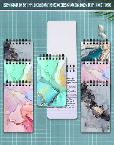 مجموعة دفاتر جيب مكونة من 8، دفاتر ملاحظات حلزونية صغيرة مقاس 3 × 5 بوصة وسادات كتابة مبطنة مع 75 ورقة في كل وسادة، نمط Muble، مثالية للمدرسة والمنزل والمكتب in Kuwait