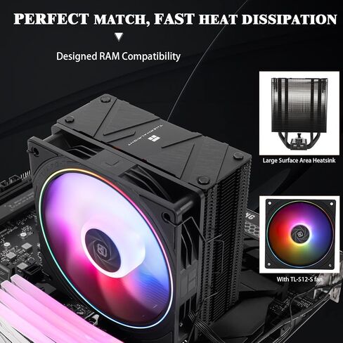 مبرد وحدة المعالجة المركزية من Thermalright Assassin Spirit 120 EVO Black، مبرد هواء وحدة المعالجة المركزية بمروحة ARGB هادئ 120 مم PWM، تقنية AGHP الرابعة، يدعم Intel lga1700/1150/1151/1200، AMD AM4 AM5، مبرد الكمبيوتر (AS120 EVO) in Saudi Arabia
