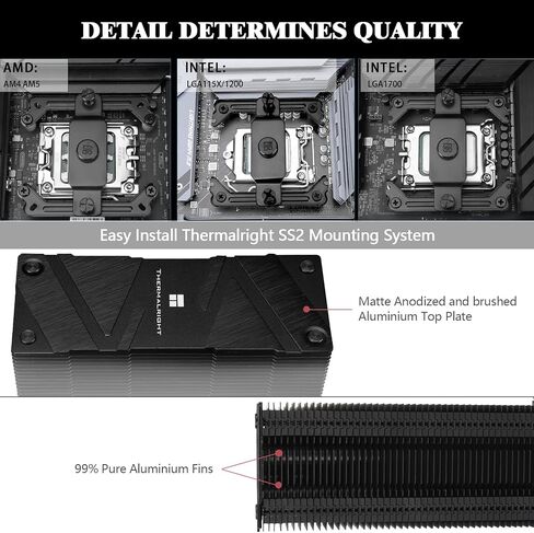 مبرد وحدة المعالجة المركزية من Thermalright Assassin Spirit 120 EVO Black، مبرد هواء وحدة المعالجة المركزية بمروحة ARGB هادئ 120 مم PWM، تقنية AGHP الرابعة، يدعم Intel lga1700/1150/1151/1200، AMD AM4 AM5، مبرد الكمبيوتر (AS120 EVO) in Saudi Arabia