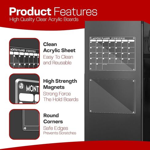 تقويم شهري وأسبوعي مغناطيسي من الأكريليك للثلاجة 32 قطعة - حزمة مخطط وجبات مقاس 16 بوصة × 12 بوصة مع علامات نابضة بالحياة - لوحة مسح جافة شفافة قابلة لإعادة الاستخدام للثلاجة in Kuwait