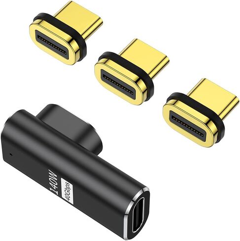 محول USB C بزاوية يمين 90 درجة مغناطيسي 140 وات من AuviPal مع 3 رؤوس موصلات لهواتف iPhone 15 وMacBook وiPad وSwitch والأجهزة اللوحية والهواتف والمزيد من الأجهزة من النوع C in Kuwait