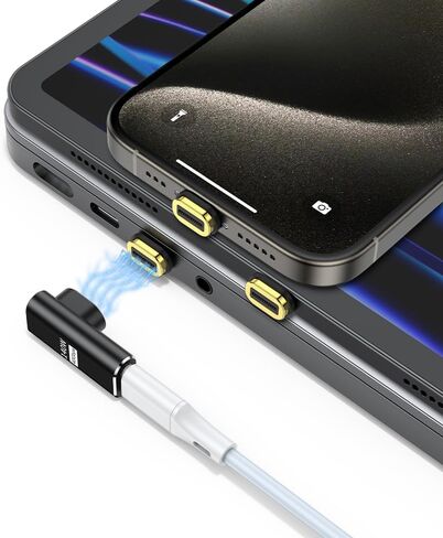 محول USB C بزاوية يمين 90 درجة مغناطيسي 140 وات من AuviPal مع 3 رؤوس موصلات لهواتف iPhone 15 وMacBook وiPad وSwitch والأجهزة اللوحية والهواتف والمزيد من الأجهزة من النوع C in Kuwait