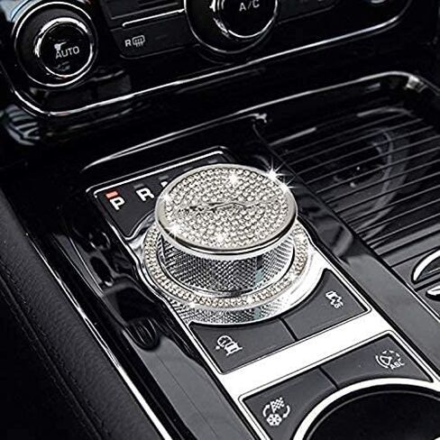 كريستال حجر الراين اكسسوارات السيارات بلينغ والعتاد التحول المقبض غطاء الديكور تقليم ملصق لجاكوار XF XE XJ F-Pace (فضي) in Kuwait