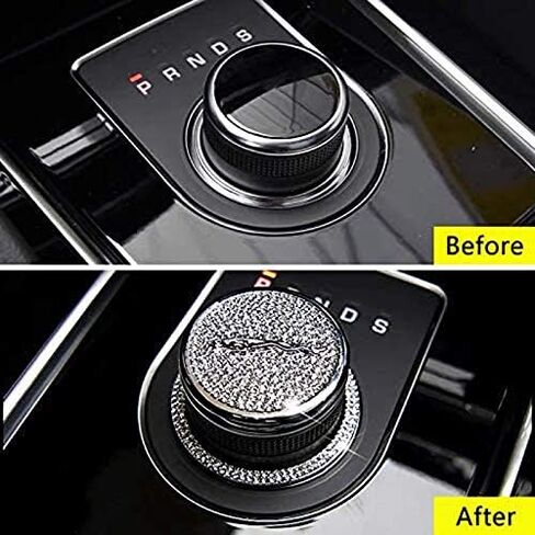 كريستال حجر الراين اكسسوارات السيارات بلينغ والعتاد التحول المقبض غطاء الديكور تقليم ملصق لجاكوار XF XE XJ F-Pace (فضي) in Kuwait