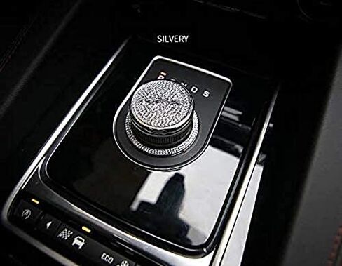 كريستال حجر الراين اكسسوارات السيارات بلينغ والعتاد التحول المقبض غطاء الديكور تقليم ملصق لجاكوار XF XE XJ F-Pace (فضي) in Kuwait