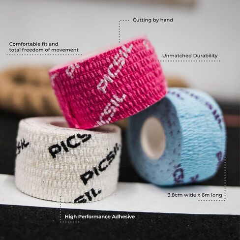 PiICSIL Tape, Elastic Sports Tape, Bandage to Protect Fingers, Bandage for Crosstraining, Gym, Weightlifting, Calisthenics, Sweat and Water, Pack of 3 in Kuwait