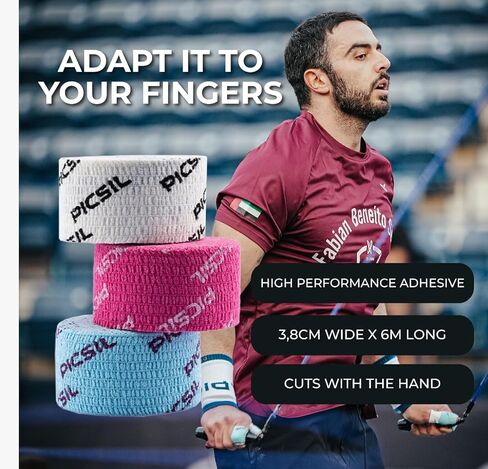 PiICSIL Tape, Elastic Sports Tape, Bandage to Protect Fingers, Bandage for Crosstraining, Gym, Weightlifting, Calisthenics, Sweat and Water, Pack of 3 in Kuwait