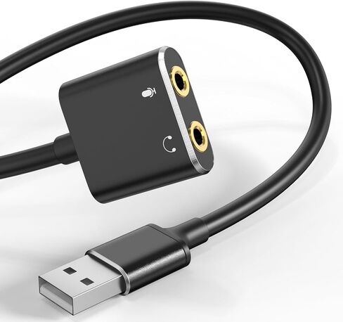 محول بطاقة الصوت ASKUBSKU USB إلى مقبس الصوت مع سماعة رأس TRS مزدوجة 3 أقطاب 3.5 مم مع ميكروفون USB إلى Aux 3.5 مم محول صوت خارجي لأجهزة Windows Mac Linux وأجهزة الكمبيوتر المحمولة وأجهزة الكمبيوتر المكتبية وسماعات PS5 in Saudi Arabia