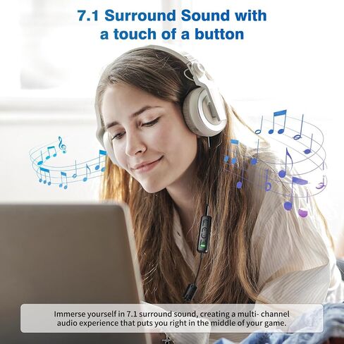 USB C/USB Virtual 7.1 Surround Sound to 3.5mm Jack Audio Adapter External Sound Card, Plug Play USB C Adapter for Google Pixel 7A 7 Pro 6 Samsung S23 S22 S20 iPad Pro PC Gaming Headset PS4 Laptop Mac in Saudi Arabia