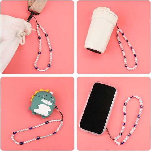 LUTER 2pcs Beaded Phone Charms, Round Special-shaped Evil Eye Beaded Lanyard Handmade Anti-lost Phone Wrist Strap Cute Keychain Phone Chain Evil Eye Phone Charm for Men Women Couple in Saudi Arabia