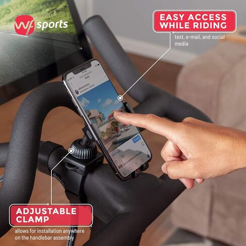 حامل هاتف متوافق مع Peloton - تخزين حامل الهاتف المحمول على مقود الدراجة قابل للتعديل - مشبك حامل الهاتف الذكي للدراجات الداخلية والثابتة - ملحقات اللياقة البدنية وركوب الدراجات - الجاذبية in Kuwait