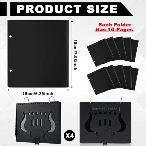 Amylove 4 Pack Music Flip Folder Marching Band Plastic Flip Folder Each with 10 Windows in Saudi Arabia