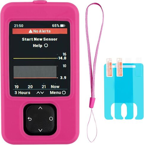 حافظة جهاز الاستقبال Dexcom G7 مع حبل قصير وقطعتين واقي شاشة (أحمر) in Kuwait