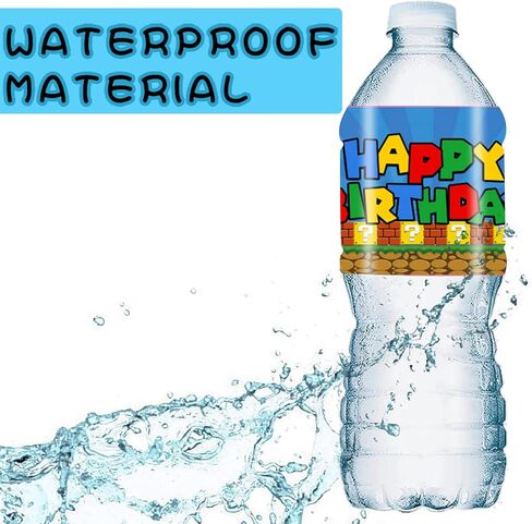 30PCS Water Bottle Labels for Super Bros Party Supplies,Super Bros Stickers Decorations Super Bros Party Decoration in Kuwait