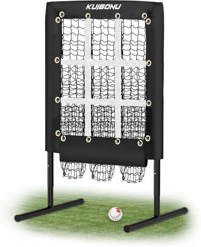 شبكة رمي 9 فتحات مع منطقة هجوم، هدف رمي لرماة البيسبول والكرة اللينة | 3 مستويات ارتفاع قابلة للتعديل | قاعدة فولاذية متينة | تتضمن كرة تدريب الإبريق وحقيبة حمل in Kuwait