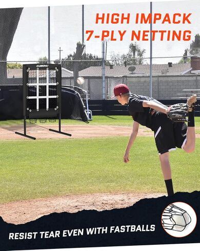 شبكة رمي 9 فتحات مع منطقة هجوم، هدف رمي لرماة البيسبول والكرة اللينة | 3 مستويات ارتفاع قابلة للتعديل | قاعدة فولاذية متينة | تتضمن كرة تدريب الإبريق وحقيبة حمل in Kuwait