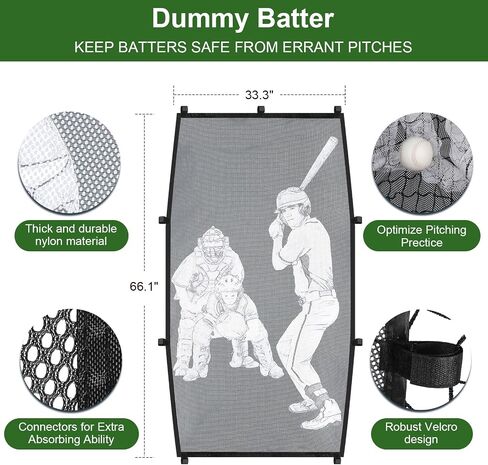 7'X7' Baseball Softball Practice Net,Pitching Net,Batting Net,with Baseball Tee,Baseball Pitching Kit - Batter Dummy,Bonus Strike Zone and Bow Frame in Saudi Arabia