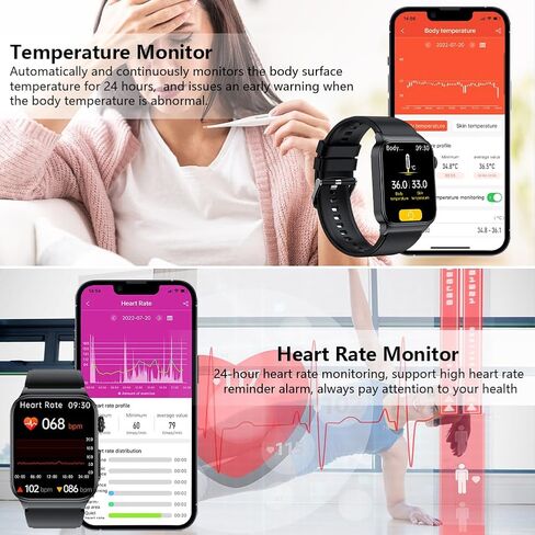ساعة ذكية للرجال والنساء، بلوتوث مدمجة، جهاز تتبع اللياقة البدنية ومراقبة معدل ضربات القلب وتتبع الأكسجين في الدم، ساعة ذكية مقاومة للماء أكثر من 100 جهاز تتبع للأنشطة الرياضية، 1.83 بوصة باللون الأسود in Kuwait
