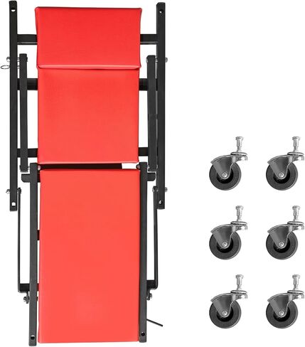 BIG RED ATR6505R-2 Torin Z-Creeper Seat: 36" Foldable Creeper, 2-in-1 Garage Shop Creeper for Auto Repair with 6pc Wheels, 300 lbs Capacity - Red in Saudi Arabia