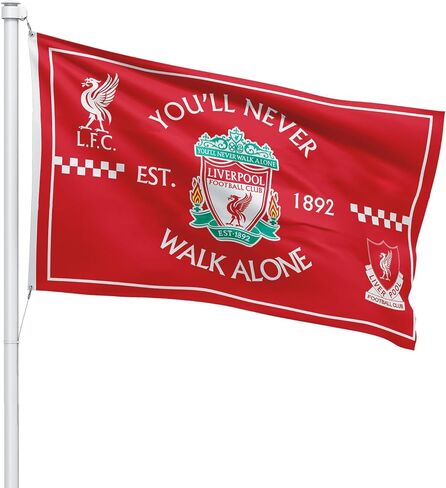 FCflags FC Liverpool Flag 3x5 - Authentic Soccer Banner - YOU'LL NEVER WALK ALONE - Red Flags Banner 3x5 feet Soccer Durable Indoor or Outdoor Football Soccer 2Grommets in Saudi Arabia