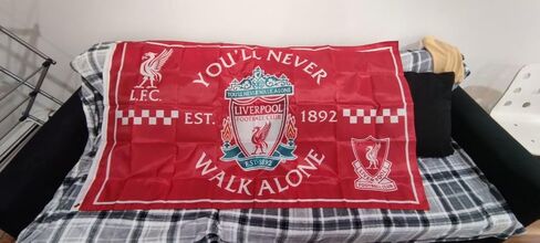 FCflags FC Liverpool Flag 3x5 - Authentic Soccer Banner - YOU'LL NEVER WALK ALONE - Red Flags Banner 3x5 feet Soccer Durable Indoor or Outdoor Football Soccer 2Grommets in Saudi Arabia