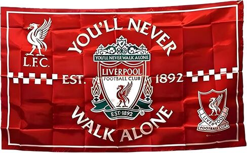 FCflags FC Liverpool Flag 3x5 - Authentic Soccer Banner - YOU'LL NEVER WALK ALONE - Red Flags Banner 3x5 feet Soccer Durable Indoor or Outdoor Football Soccer 2Grommets in Saudi Arabia