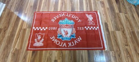 FCflags FC Liverpool Flag 3x5 - Authentic Soccer Banner - YOU'LL NEVER WALK ALONE - Red Flags Banner 3x5 feet Soccer Durable Indoor or Outdoor Football Soccer 2Grommets in Saudi Arabia