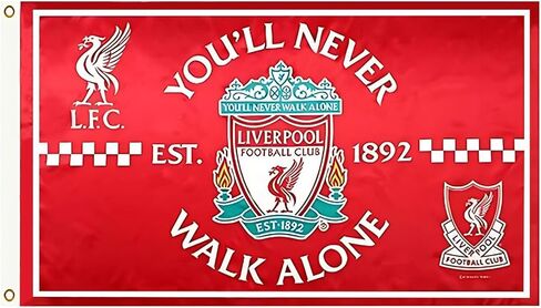 FCflags FC Liverpool Flag 3x5 - Authentic Soccer Banner - YOU'LL NEVER WALK ALONE - Red Flags Banner 3x5 feet Soccer Durable Indoor or Outdoor Football Soccer 2Grommets in Saudi Arabia
