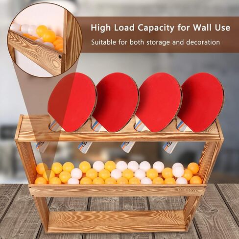 Ping Pong Paddle Holder Storage Rack, Wall Mount Table Tennis Racket Display Holder Shelf for 4 Paddles and Balls Storage in Game Room, Bar Room, Office, Garage, Home in Kuwait