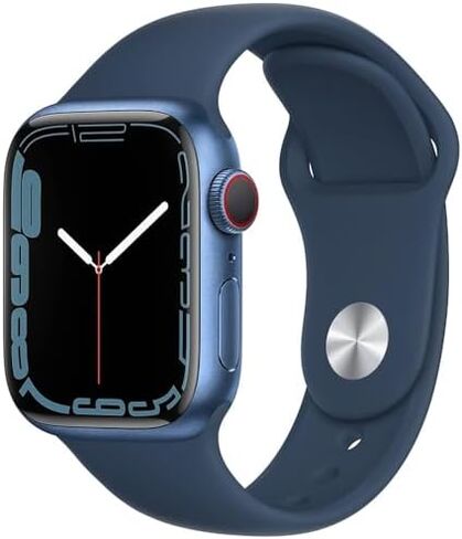 Apple Watch Series 7 (GPS + Cellular, 45mm) Blue Aluminum Case with Abyss Blue Sport Band, Regular (Renewed) in Saudi Arabia