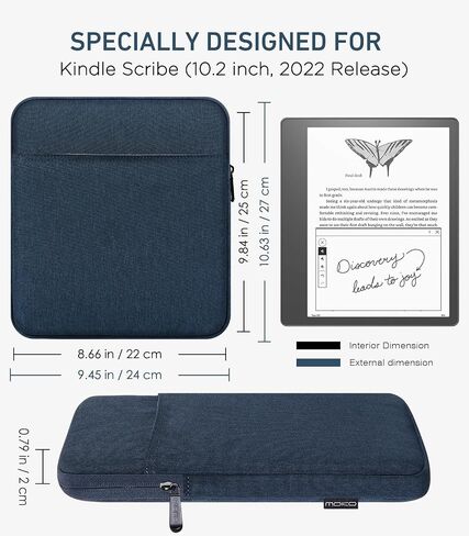 MoKo 6-7 inch Kindle Tablet Sleeve Compatible with 6.8" Kindle Paperwhite 2021, 6" Kindle (11th Generation) 2022, Fire 7 2022, Protective Carring Case Cover with Dual Pockets and Pen Holder, Black in Saudi Arabia