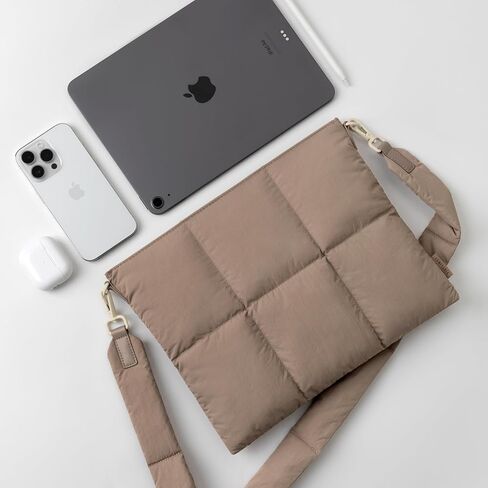 Comfyable Puffy Tablet Sleeve Bag Compatible for 11-inch iPad Pro M4, iPad Air 11-inch M2 2024, Quilted Cute Carrying Tablet Pouch with Shoulder Strap for Women, Italian Clay in Saudi Arabia