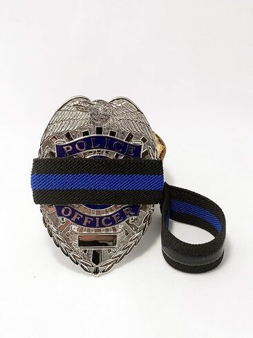 4-Pack Thin Blue Line Stripe Black Police Officer Badge with Gripper | Shield Funeral Honor Guard Mourning Band Strap 3/4" | One Size fits All in Saudi Arabia