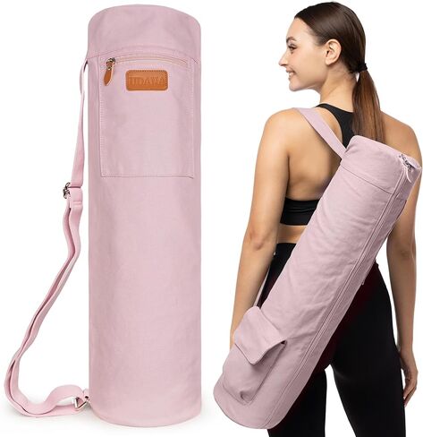 Pink Yoga Mat Bag | Large Yoga Mat Bags for Women & Men | Fits Thick Yoga Mat & Yoga Accessories | Three Storage Pocket | Adjustable Yoga Bag Shoulder Strap | Great As Gym Bag in Kuwait