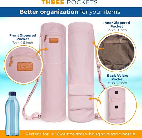 Pink Yoga Mat Bag | Large Yoga Mat Bags for Women & Men | Fits Thick Yoga Mat & Yoga Accessories | Three Storage Pocket | Adjustable Yoga Bag Shoulder Strap | Great As Gym Bag in Kuwait