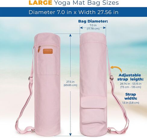 Pink Yoga Mat Bag | Large Yoga Mat Bags for Women & Men | Fits Thick Yoga Mat & Yoga Accessories | Three Storage Pocket | Adjustable Yoga Bag Shoulder Strap | Great As Gym Bag in Kuwait