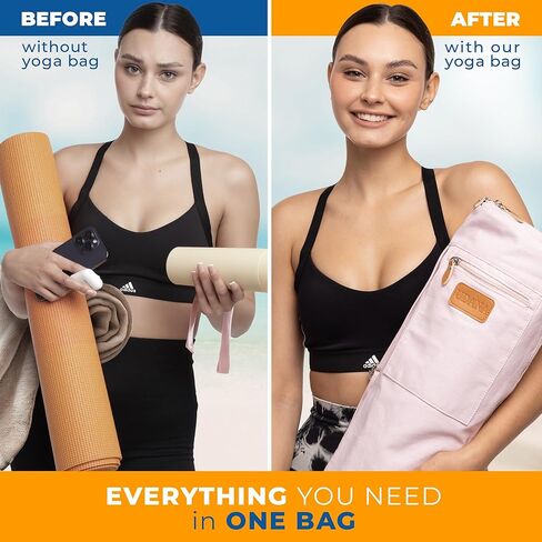 Pink Yoga Mat Bag | Large Yoga Mat Bags for Women & Men | Fits Thick Yoga Mat & Yoga Accessories | Three Storage Pocket | Adjustable Yoga Bag Shoulder Strap | Great As Gym Bag in Kuwait