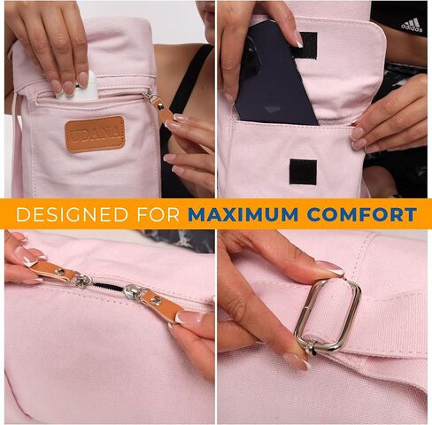 Pink Yoga Mat Bag | Large Yoga Mat Bags for Women & Men | Fits Thick Yoga Mat & Yoga Accessories | Three Storage Pocket | Adjustable Yoga Bag Shoulder Strap | Great As Gym Bag in Kuwait