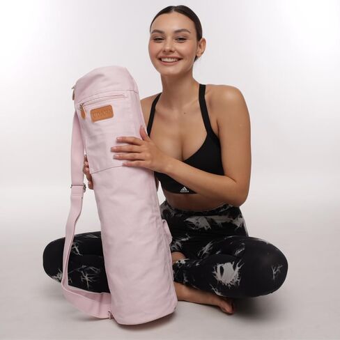 Pink Yoga Mat Bag | Large Yoga Mat Bags for Women & Men | Fits Thick Yoga Mat & Yoga Accessories | Three Storage Pocket | Adjustable Yoga Bag Shoulder Strap | Great As Gym Bag in Kuwait