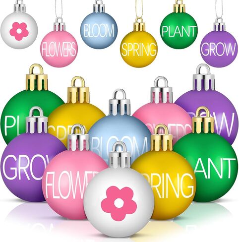 24 Pcs Spring Ornaments for Tree Colored Hanging Ornaments Pellets Spring Ball Ornaments Pink Green Blue Purple Yellow Ball Decorations for Small Tree Spring Easter Supplies,1.57 Inch in Saudi Arabia
