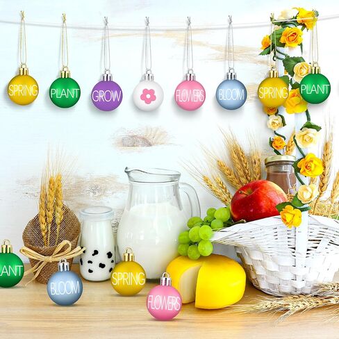24 Pcs Spring Ornaments for Tree Colored Hanging Ornaments Pellets Spring Ball Ornaments Pink Green Blue Purple Yellow Ball Decorations for Small Tree Spring Easter Supplies,1.57 Inch in Saudi Arabia