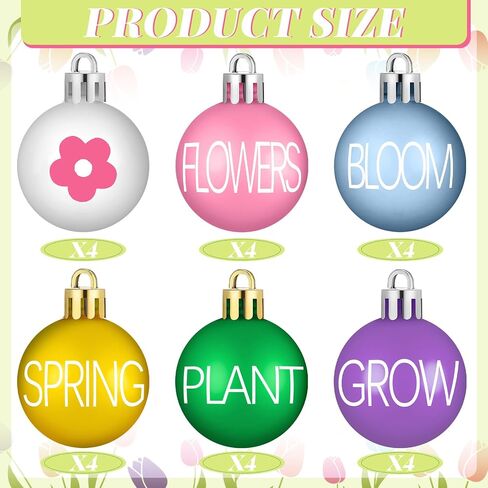 24 Pcs Spring Ornaments for Tree Colored Hanging Ornaments Pellets Spring Ball Ornaments Pink Green Blue Purple Yellow Ball Decorations for Small Tree Spring Easter Supplies,1.57 Inch in Saudi Arabia