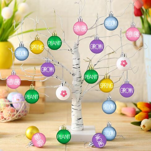 24 Pcs Spring Ornaments for Tree Colored Hanging Ornaments Pellets Spring Ball Ornaments Pink Green Blue Purple Yellow Ball Decorations for Small Tree Spring Easter Supplies,1.57 Inch in Saudi Arabia