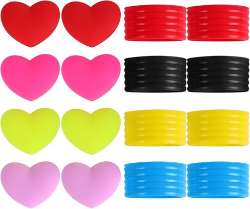 Tennis Racket Dampeners Grip Ring: 16pcs Tennis Racket Handle Silicone Ring and Heart Shape Rubber Damper Shock Absorber in Kuwait