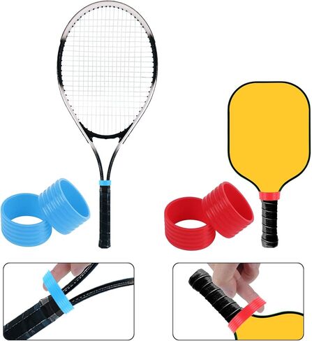 Tennis Racket Dampeners Grip Ring: 16pcs Tennis Racket Handle Silicone Ring and Heart Shape Rubber Damper Shock Absorber in Kuwait