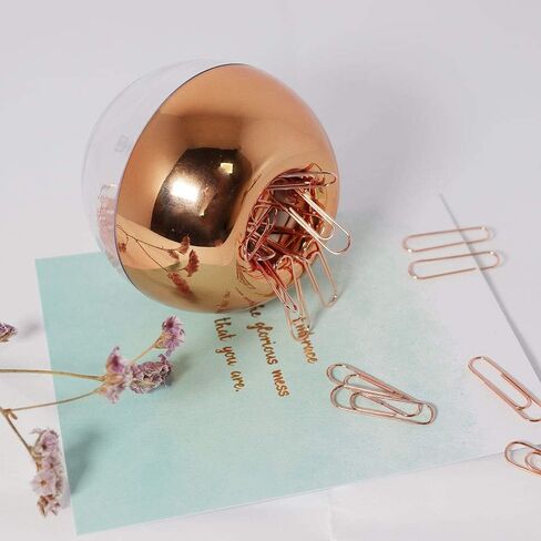 Rose Gold Desk Accessories Magnetic Paperclip Holder and Acrylic Memo Holder Clear Rose Gold Tone Desktop Organizer Set with 100 PCS Paper Clips for School Office Women (Rose Gold) in Saudi Arabia