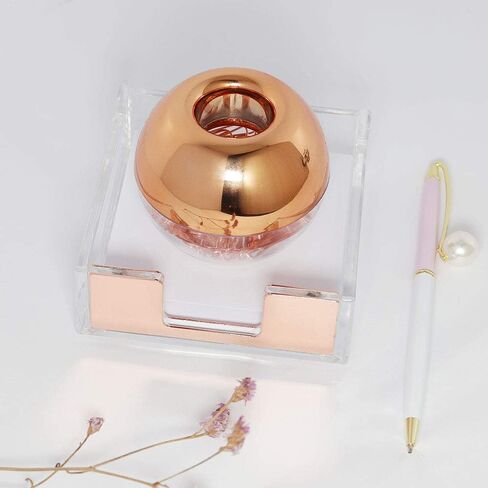 Rose Gold Desk Accessories Magnetic Paperclip Holder and Acrylic Memo Holder Clear Rose Gold Tone Desktop Organizer Set with 100 PCS Paper Clips for School Office Women (Rose Gold) in Saudi Arabia