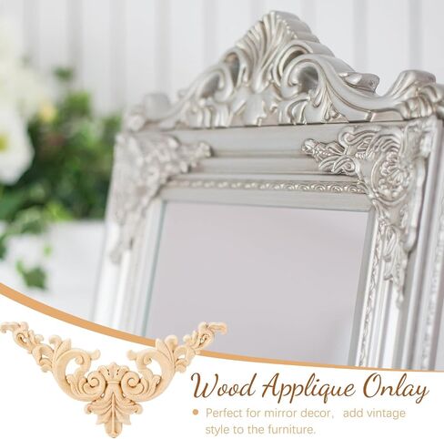 Wood Appliques Onlays Decorative Wood Applique DIY Wood Appliques and Onlays for Furniture Long Wood Carved Onlay for Bed Door Cabinet Wardrobe Furniture Decoration(10 Pieces,Small Size) in Saudi Arabia