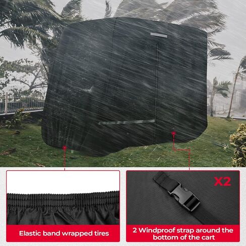 غطاء عربة الجولف KEMIMOTO 600D 2/4 ركاب مقاوم للماء والغبار والرياح غطاء عالي التحمل عالمي متوافق مع EZGO، سيارة النادي، القيادة، غطاء المطر لعربة الجولف الأسود مع حقيبة تخزين in Kuwait